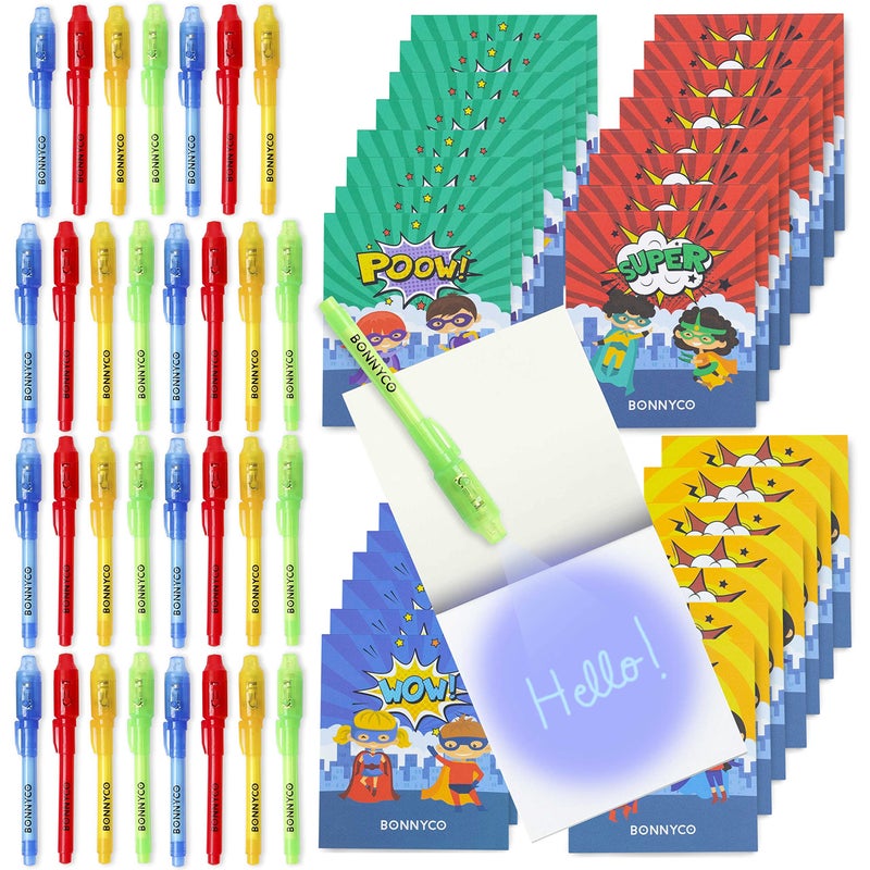 BONNYCO Invisible Ink Pen Notebook Pack 32 Superhero Party Favors Super Hero Party Favors for Kids Goodie Bags Stuffers Pinata Classroom Prizes Return Gifts for Kids Birthday Student Gifts - Image 3