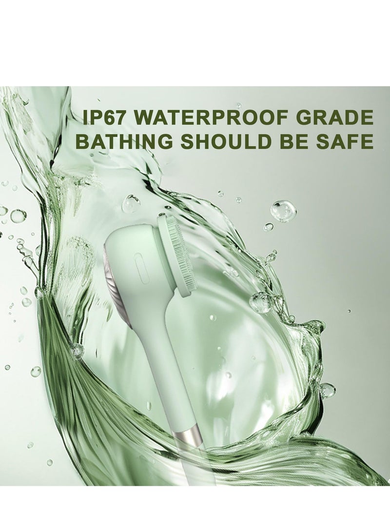 SYOSI Electric Body Brush Set for Showering Back Scrubber Rechargeable 5 in 1 Shower Brush with Long Handle and 6 Cleaning Heads IPX6 Waterproof and 2 Speed Modes for Men Women Massage Exfoliating Wash Dee - Image 5