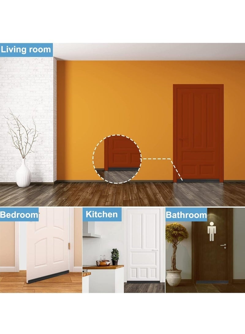 Arabest سدادة باب، ختم تحت الباب، فرشاة باب للأبواب الخارجية والداخلية، مانع تسرب الغبار والضوضاء وعزل الطقس، أسود - Image 5