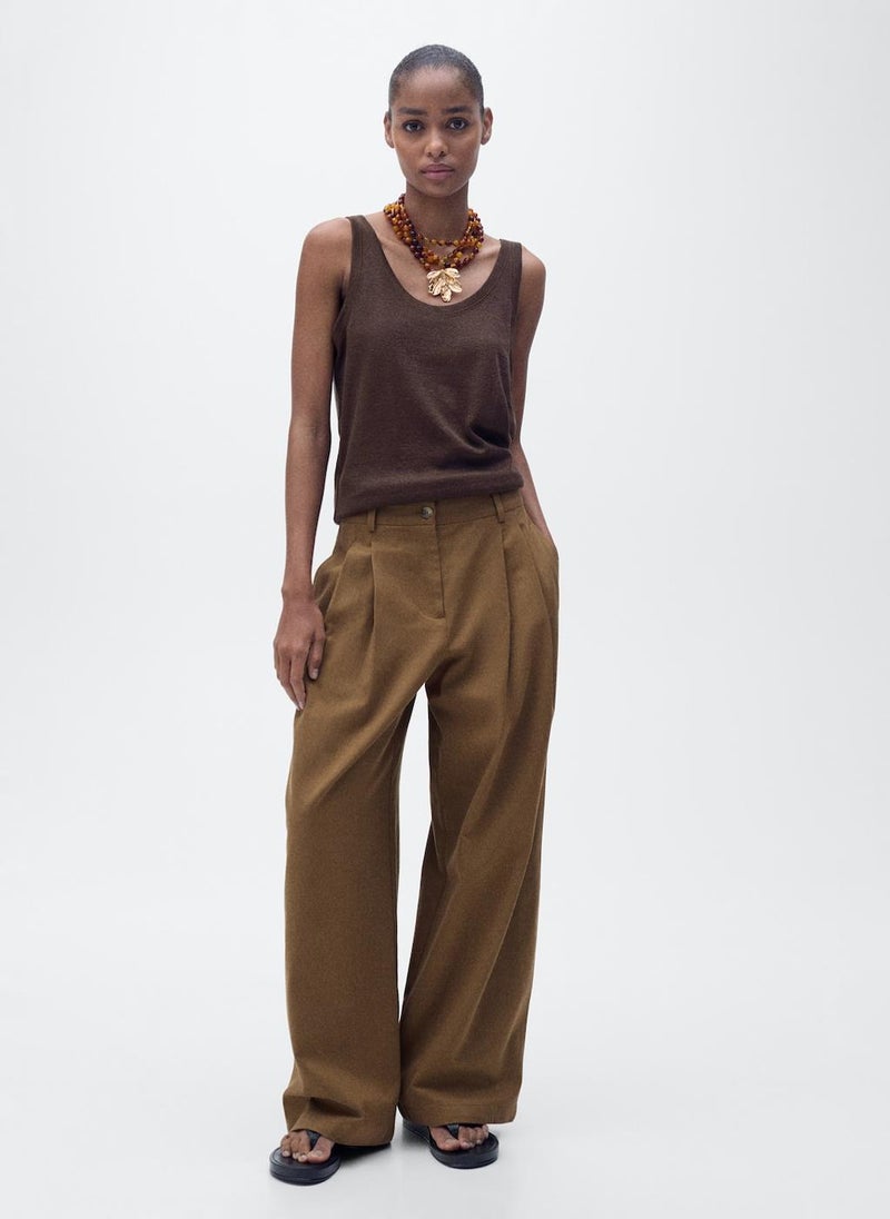 MANGO - Casual Strap Linen Top - Image 1