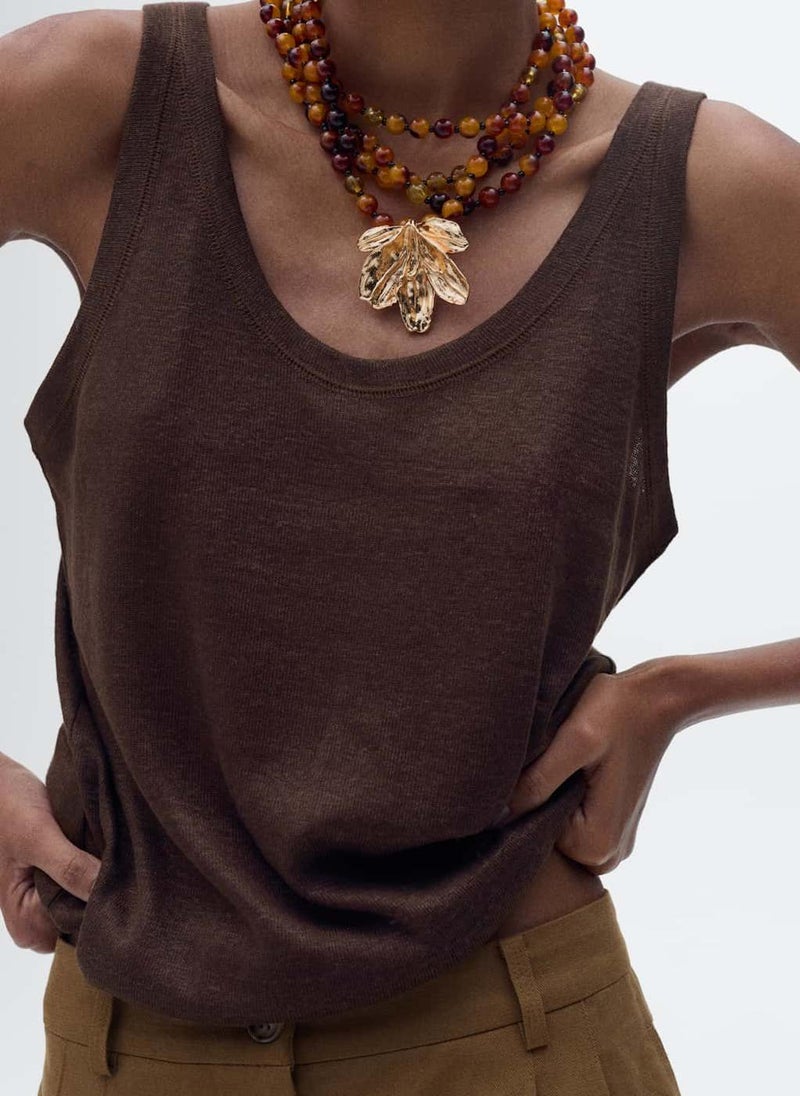 MANGO - Casual Strap Linen Top - Image 1