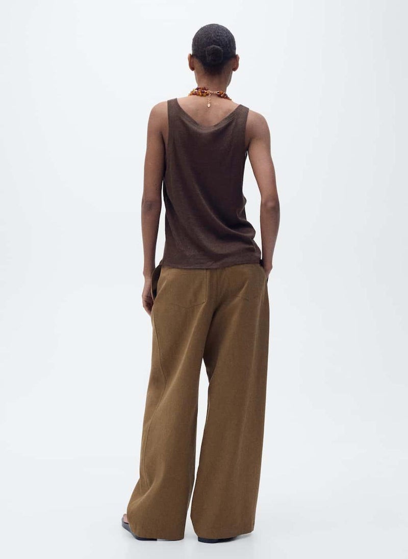 MANGO - Casual Strap Linen Top - Image 1