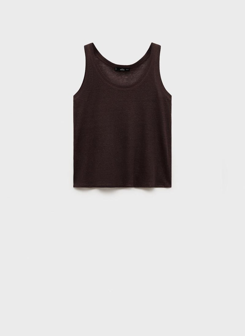 MANGO - Casual Strap Linen Top - Image 1
