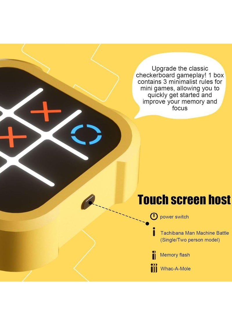 MOCOM - Tic Tac Toe 3-in-1 Portable Electronic Tic Tac Toe Game Console - Classic Tic Tac Toe, Memory Flash & Whack-a-Mole Modes | Travel-Friendly Puzzle Game for Kids & Adults | Fun Board Game with Adaptive AI & Brain-Boosting Gameplay - Image 1
