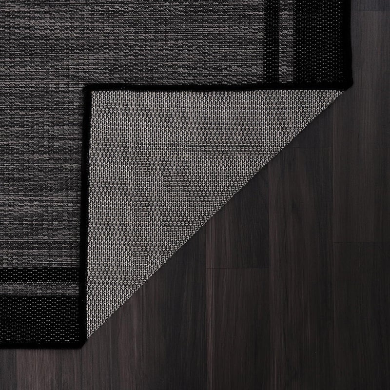 CAMILSON Indoor Outdoor Rug, 5x7 Bordered Dark Grey Black Modern Area Rugs for Indoor and Outdoor Patios, Kitchen and Hallway Mats, Washable Porch Deck Outside Carpet (Bordered Black, 5 x 7) - Image 3