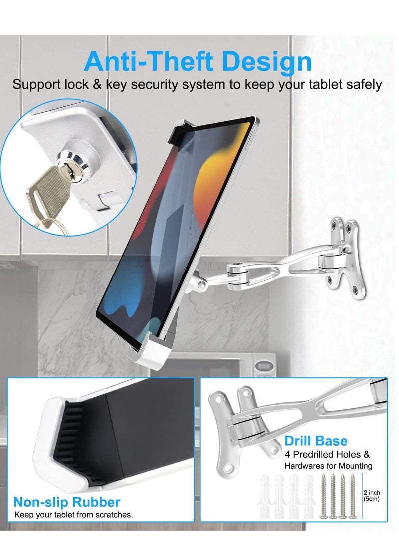 SYOSI - Locking Wall Tablet Mount Secure iPad Holder for Store POS Kiosk Show Display Public Office Warehouse Landscape Anti Theft Design with Lock and Key for iPad 11 Air Galaxy Tab, and More 7-11" Tablet - Image 1