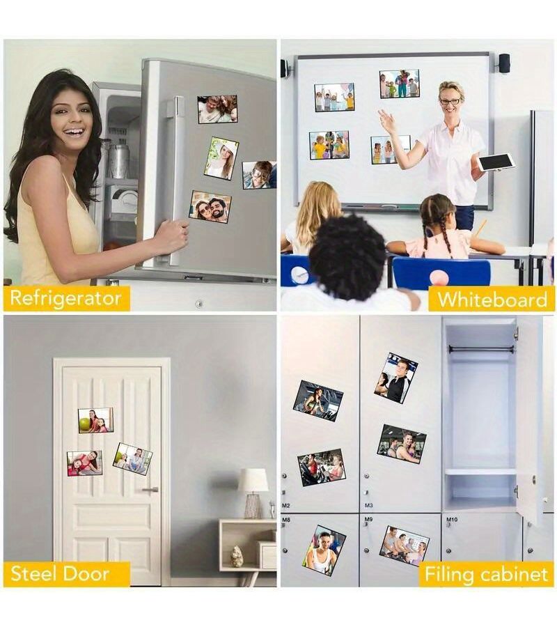 Multicolor Set Of 6 Magnetic Photo Frames For 4X6 Inch Photos Reusable Black Magnet Refrigerator Photo Holders - Image 4