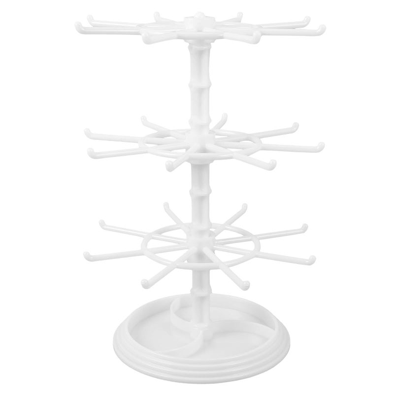 White 3-Tier Rotating Jewelry Organizer Stand for Earrings and Necklaces - Image 2