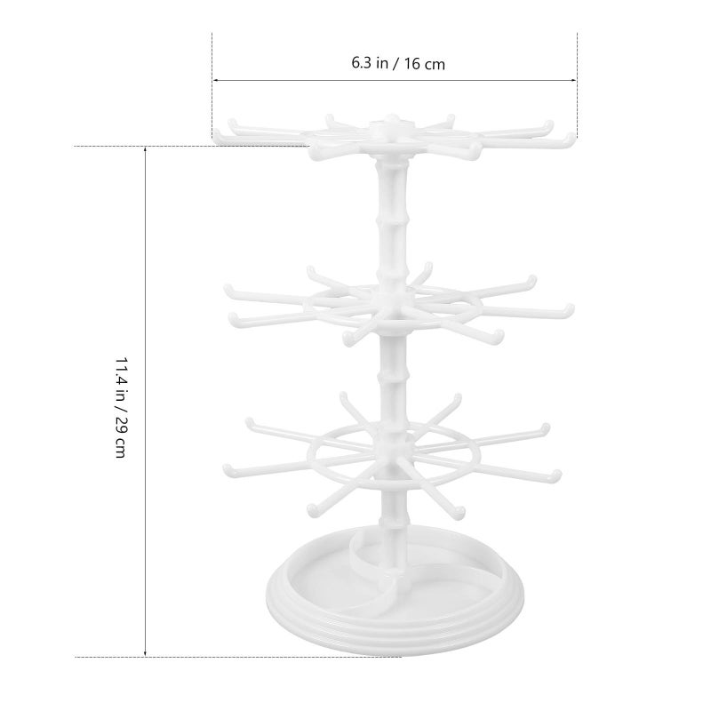 White 3-Tier Rotating Jewelry Organizer Stand for Earrings and Necklaces - Image 3