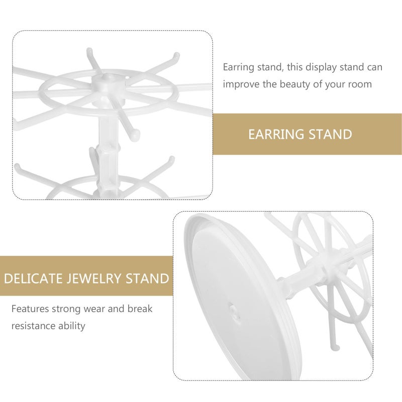 White 3-Tier Rotating Jewelry Organizer Stand for Earrings and Necklaces - Image 4
