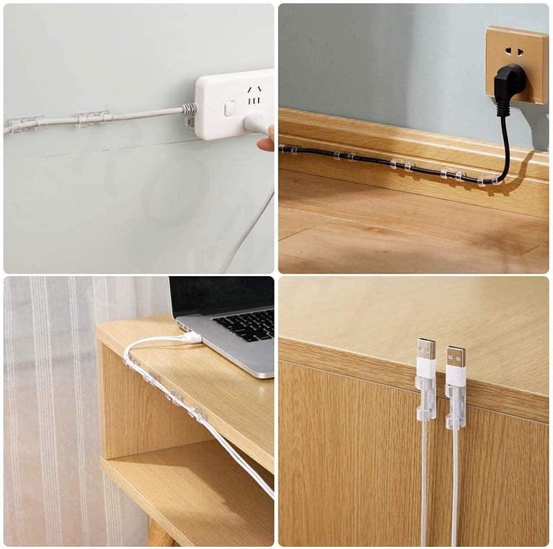 RONFILD Cable Clips Desk Organizer SelfAdhesive Multipurpose Drop Wire Holder Plastic Wire Holder Sticky Tidy and Organise Cords and Wires Cord Management Clips for Office and Home Pack of 20 - Image 5