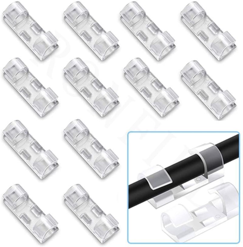 RONFILD Cable Clips Desk Organizer SelfAdhesive Multipurpose Drop Wire Holder Plastic Wire Holder Sticky Tidy and Organise Cords and Wires Cord Management Clips for Office and Home Pack of 20 - Image 2