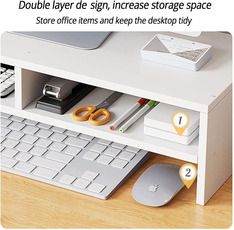 MUGATH Wooden Monitor Stand with Storage Organizer for Desk, Table, Office, Home, Study Table,Monitor Riser Stand with Keyboard Storage Desk - Image 3