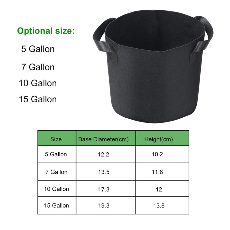 Plant Grow Bags: Thickened Nonwoven Fabric, Root Breathing Design - Reinforced Handles for Easy Transplant, Fabric Garden Bags for Balcony & Home Gardening - Image 3