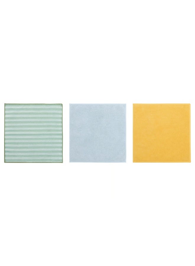 IKEA (IKEA) طقم فوط تنظيف مايكروفايبر من إيكيا PEPPRIG – 3 قطع (أخضر، أزرق، أصفر) | ناعمة وسريعة الامتصاص والتجفيف | قابلة لإعادة الاستخدام وآمنة للغسيل في الغسالة | منتج أصلي من إيكيا - Image 1