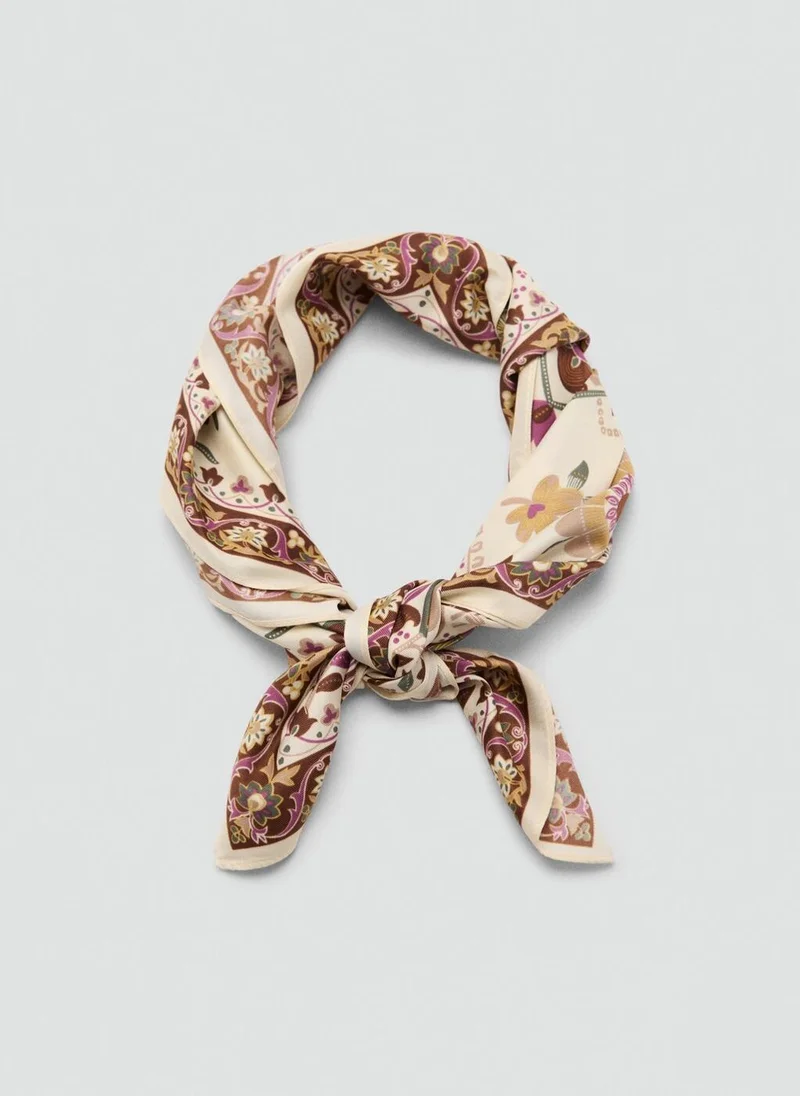 MANGO Floral Satin Scarf