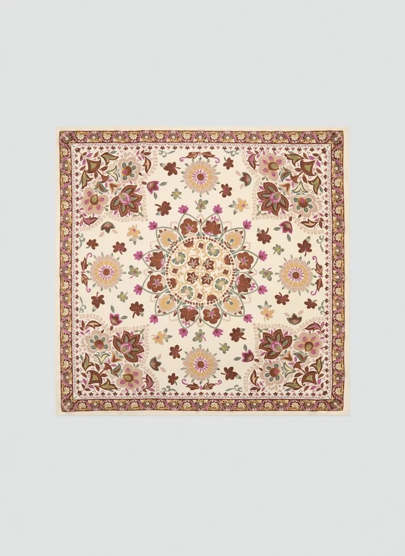 MANGO Floral Satin Scarf