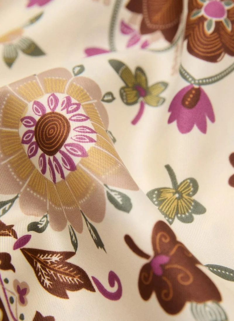 MANGO Floral Satin Scarf