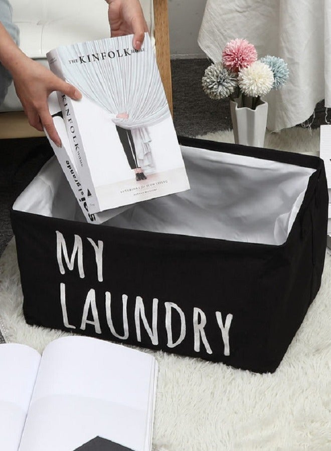 Laundry Storage Bag , Large Waterproof Fabric Storage Basket, Toy And Sundries Storage Bag , Home Dirty Clothes Basket , Black/White 45x30x25cm - Image 3