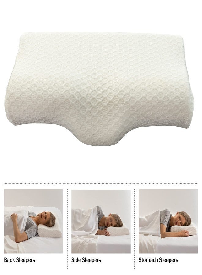 Home-Complete Cervical Memory Foam Neck Washable Cover-Contour Pillows for Side, Back, and Stomach Sleepers, White - Image 4