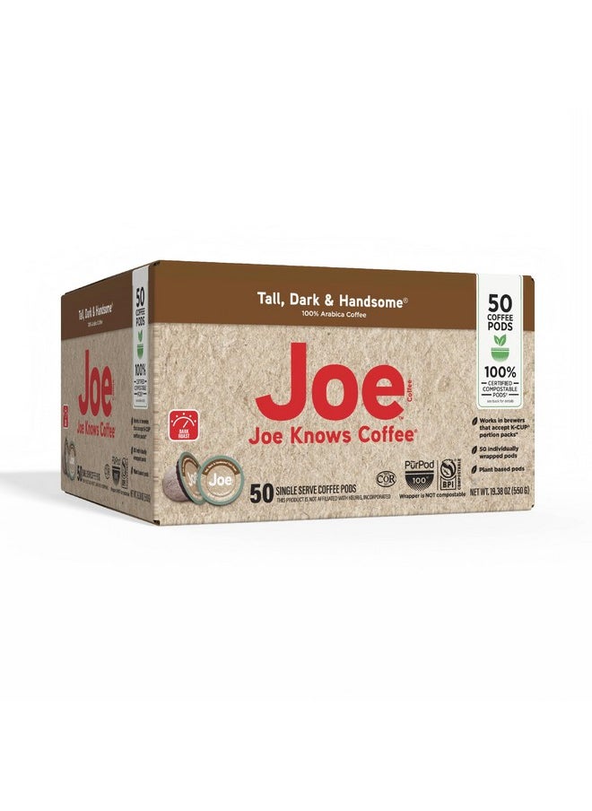 Joe Knows Coffee - Joe Knows Coffee Single Serve Coffee, Tall Dark and Handsome, 50 Count BPI certified compostable pods - Image 1