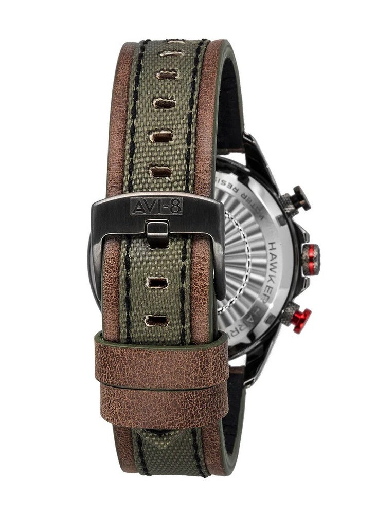AVI-8 AV-4056-03, Chronograph Men Watches, Leather Green Strap  - Image 2