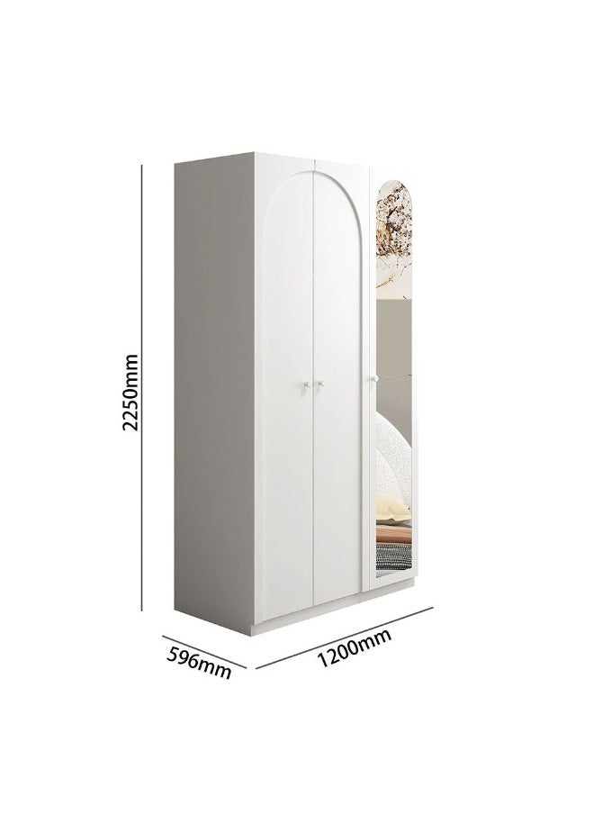 DANUBE HOME Calm 3 Door Wardrobe With Mirror Extra Sturdy Closet, Clothes Storage Cupboard Modern Design Space Saving Swing Door Cabinet For Bedroom L120xW59.6xH225cm - White  - Image 5