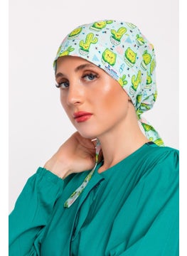 Nur Medikal Giyim Nur Medical Clothing Happy Cactus Patterned Nurse Doctor Hijab Bonnet  - Image 1