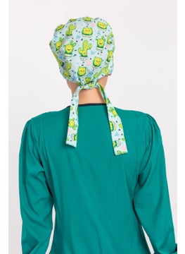 Nur Medikal Giyim Nur Medical Clothing Happy Cactus Patterned Nurse Doctor Hijab Bonnet  - Image 4