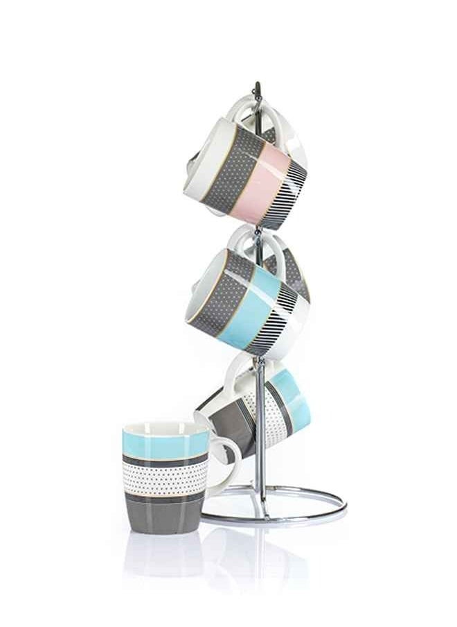 Lotus Porcelain - Mug Set With Stand Porcelain 6 Piece Mena Louts Assorted Shapes - Image 1