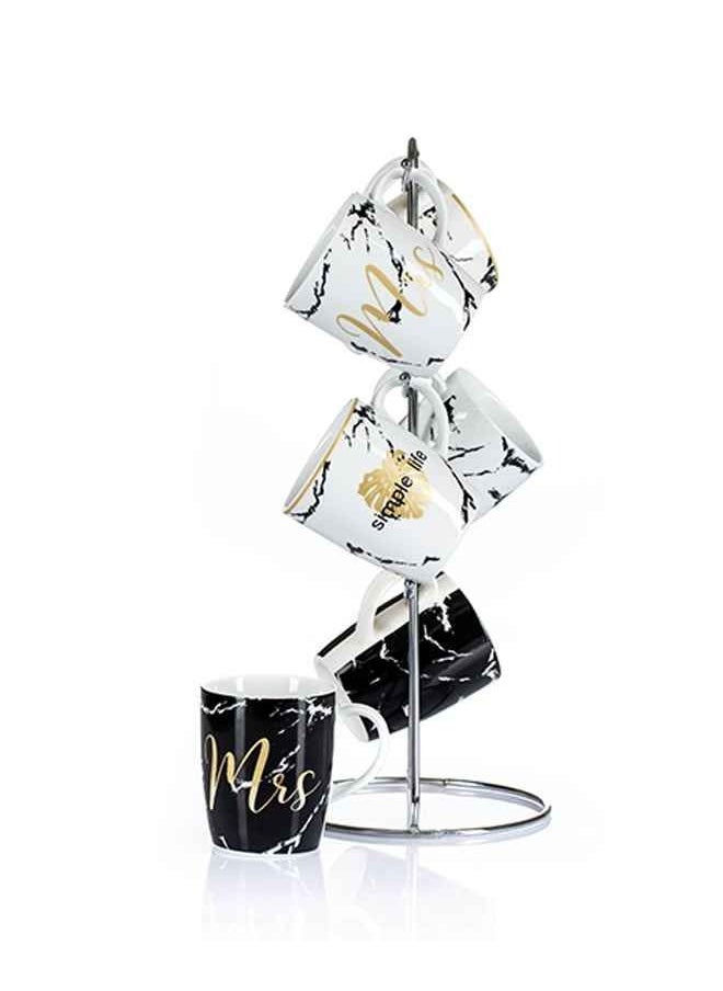 Lotus Porcelain - Mug Set With Stand Porcelain 6 Piece Mena Louts Assorted Shapes - Image 1