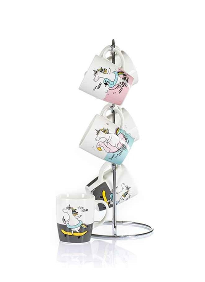 Lotus Porcelain - Mug Set With Stand Porcelain 6 Piece Mena Louts Assorted Shapes - Image 1