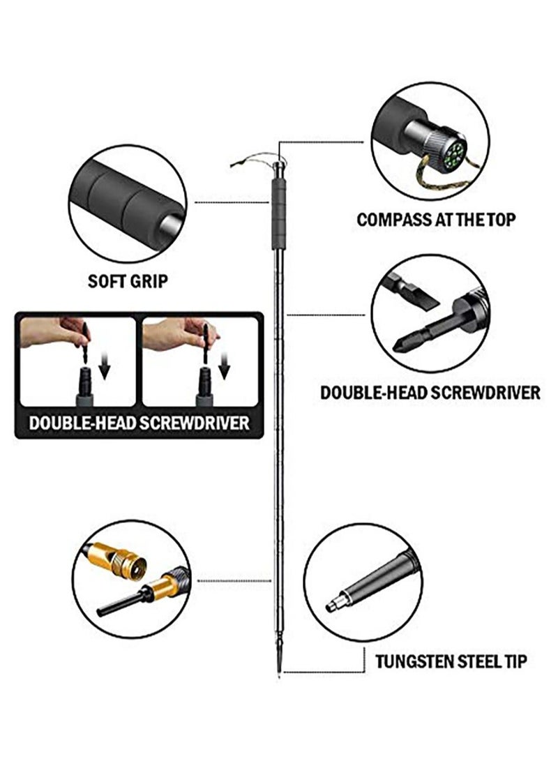 Y&D Detachable Lightweight Aircraft-Grade Aluminum Trekking Poles with Extended Down Grip for Hiking - Image 2