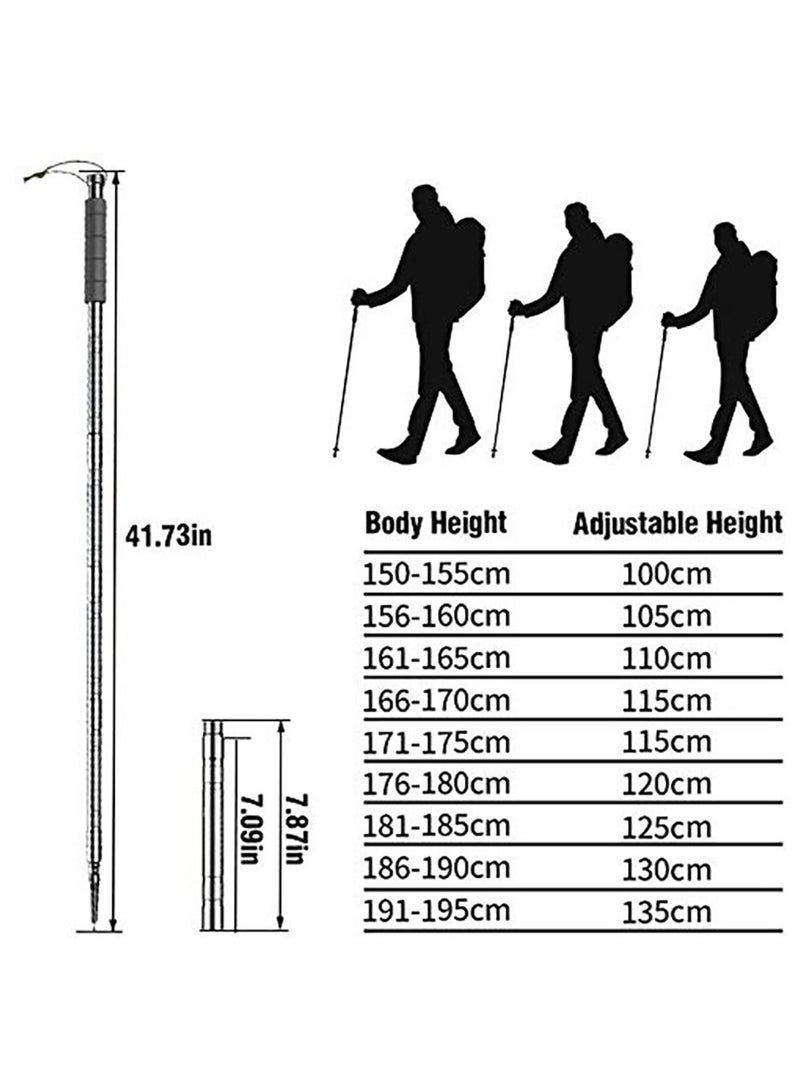Y&D Detachable Lightweight Aircraft-Grade Aluminum Trekking Poles with Extended Down Grip for Hiking - Image 3
