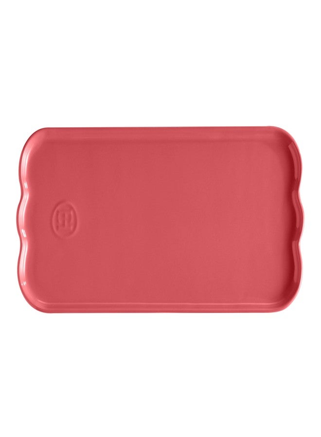 Emile Henry Made In France Ceramic Serving Platter Plate, Madeleine Collection 12.4" x 5.9", Rose Candy - Image 2