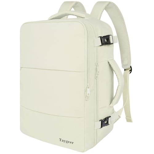 Taygeer Large Travel Backpack 17 inch Laptop Backpack for Women Airline Approved Personal Item Mochila 40l Lightweight Luggage Carryon Work Bag for friend and Ladies Business Travel Hiking Beige - Image 1