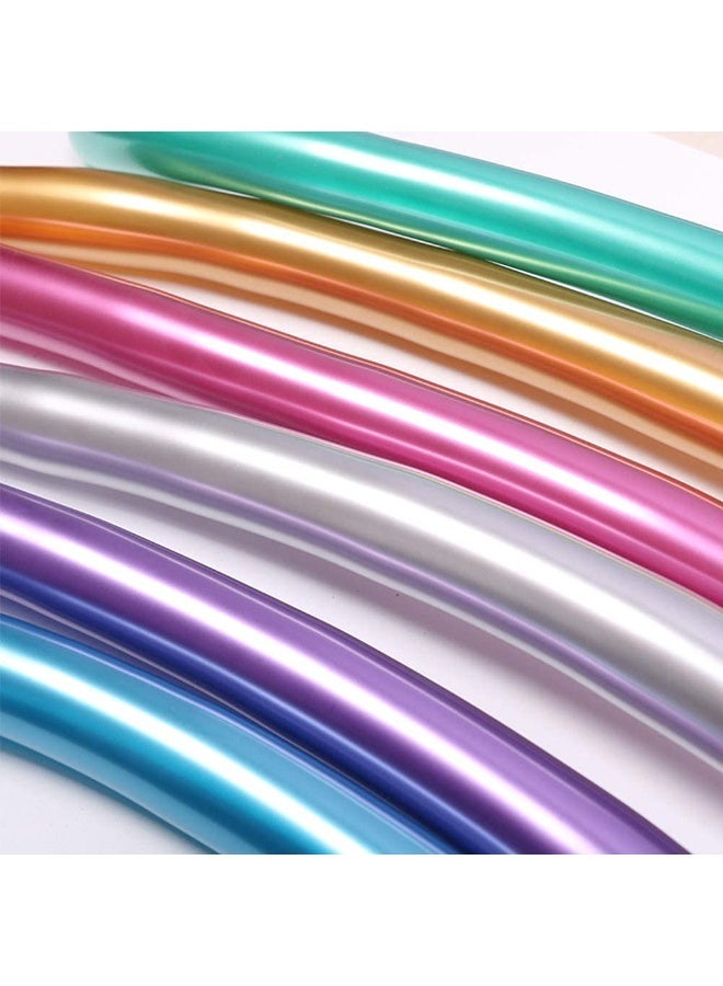 ARGT 100 PCS Metallic Long Twisting Balloons Multicolour Shiny Chrome Latex DIY Balloon Animals Flowers Party Supplies - Image 5