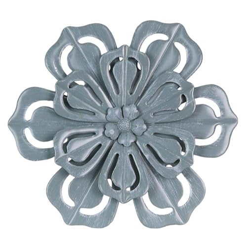 hogardeck Metal Flower Farmhouse Wall Decor 16 Large Floral Metal Blue Wall Art for Indoor Outdoor Boho Wall Decor for Bathroom Living Room Kitchen Bedroom Porch Garden Yard - Image 1