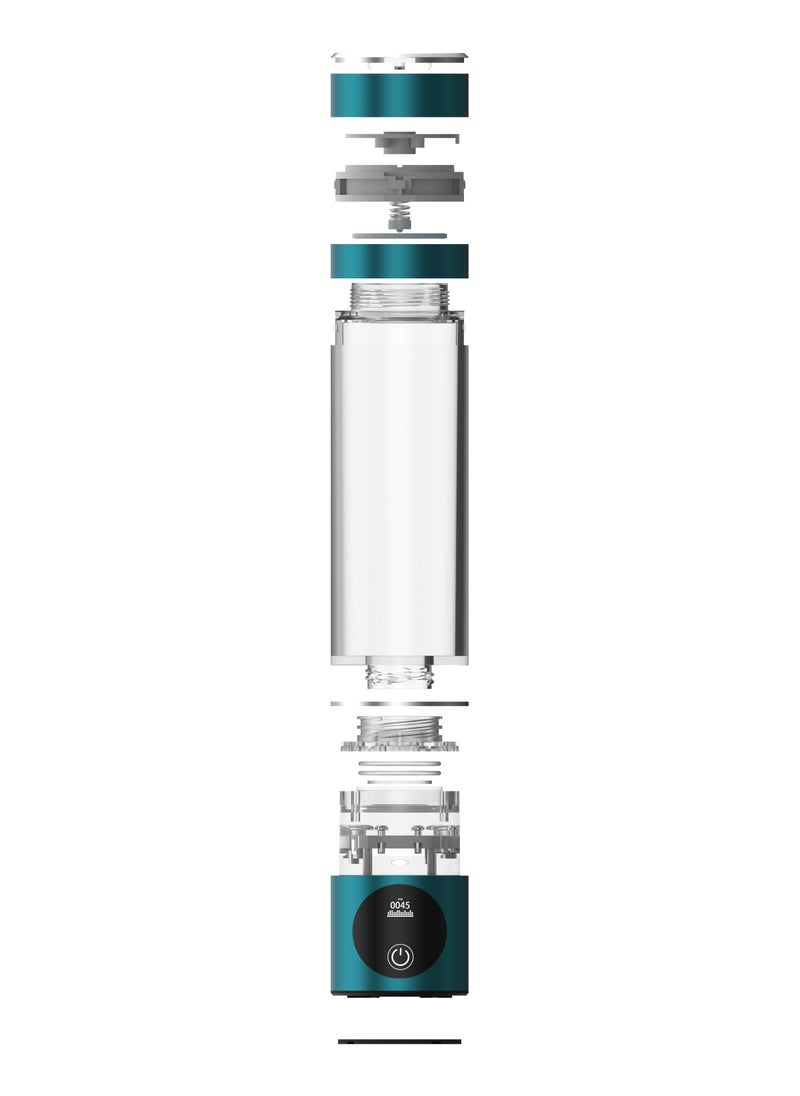 Water Generator with Titanium-Platinum Electrode / Hydrogen-Rich / Enhances Hydration / Antioxidant / Rechargeable and Portable Glass H2 Hydrogen Water Bottle/Compact, Efficient Water Generator - Blue