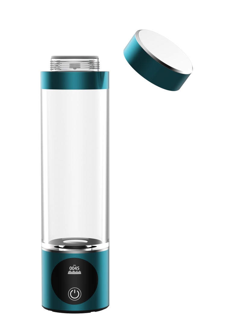 Water Generator with Titanium-Platinum Electrode / Hydrogen-Rich / Enhances Hydration / Antioxidant / Rechargeable and Portable Glass H2 Hydrogen Water Bottle/Compact, Efficient Water Generator - Blue