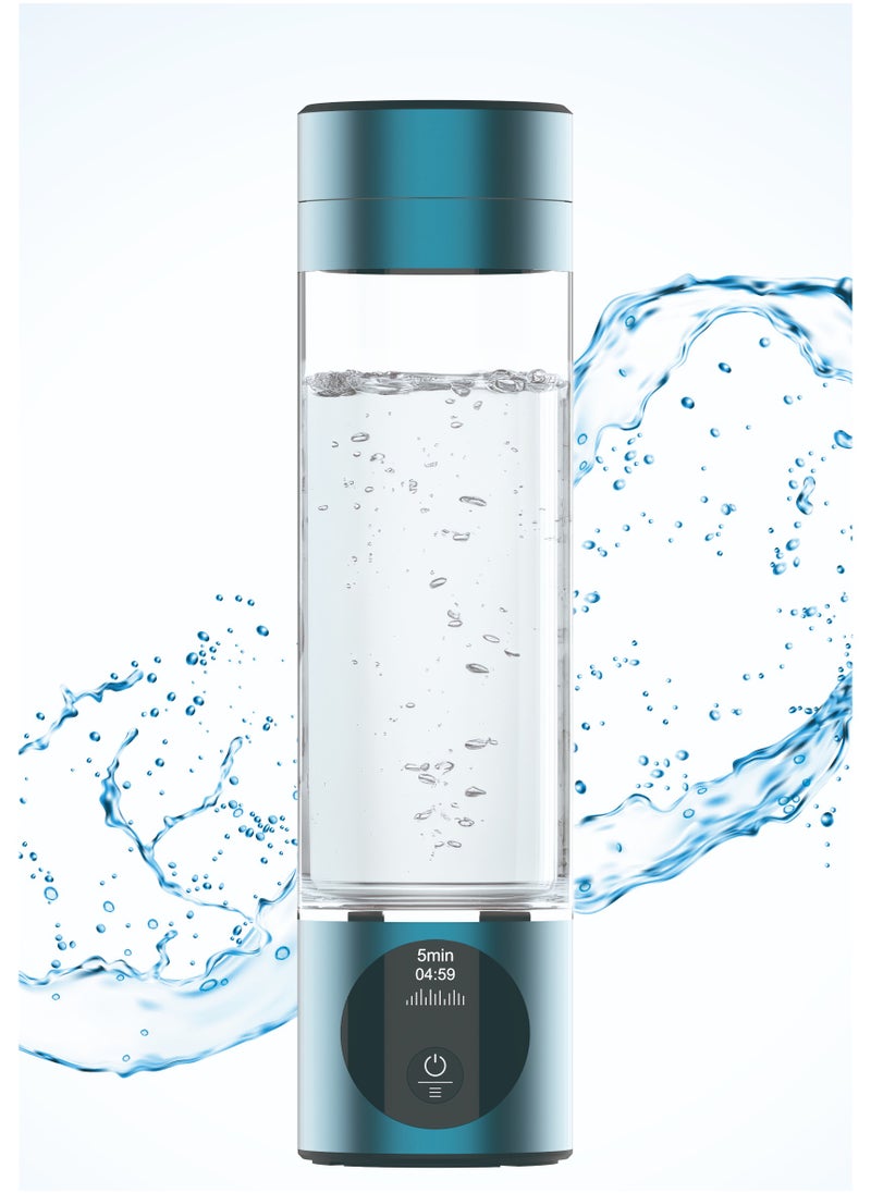 Water Generator with Titanium-Platinum Electrode / Hydrogen-Rich / Enhances Hydration / Antioxidant / Rechargeable and Portable Glass H2 Hydrogen Water Bottle/Compact, Efficient Water Generator - Blue