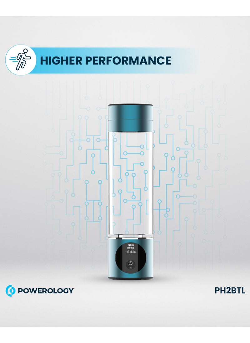 Water Generator with Titanium-Platinum Electrode / Hydrogen-Rich / Enhances Hydration / Antioxidant / Rechargeable and Portable Glass H2 Hydrogen Water Bottle/Compact, Efficient Water Generator - Blue