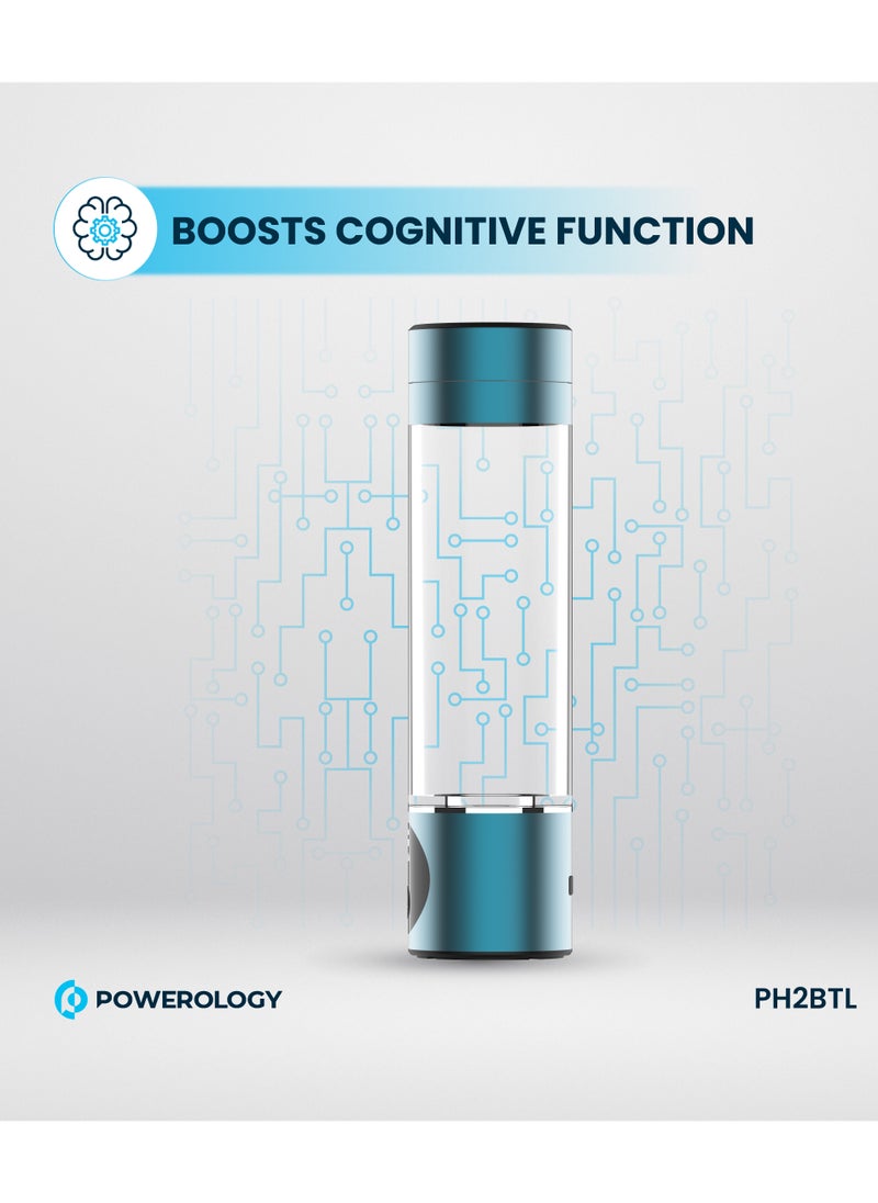 Water Generator with Titanium-Platinum Electrode / Hydrogen-Rich / Enhances Hydration / Antioxidant / Rechargeable and Portable Glass H2 Hydrogen Water Bottle/Compact, Efficient Water Generator - Blue