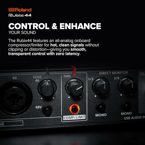 Roland Rubix44 4In4Out USB Audio Interface HighResolution Audio Record with Mics Guitars Keys More Compact Durable Build Compatible with Mac PC iPad Expanded IO Features - Image 3