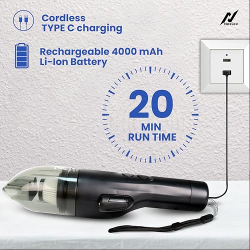 nexlev Cordless Electric Car Vacuum Cleaner VacuSafe| Seat-Belt Cutter| Window Breaker Hammer| LED Torch|4000 mAh| High Power Suction | Copper Motor| Type-C Emergency Car Escape Tool| Portable| VC-03 - Image 5