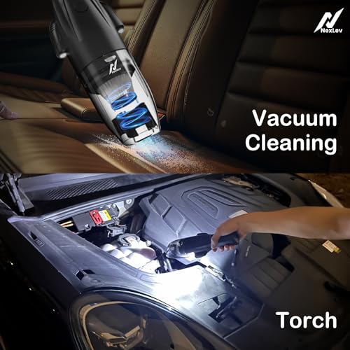 nexlev Cordless Electric Car Vacuum Cleaner VacuSafe| Seat-Belt Cutter| Window Breaker Hammer| LED Torch|4000 mAh| High Power Suction | Copper Motor| Type-C Emergency Car Escape Tool| Portable| VC-03 - Image 4