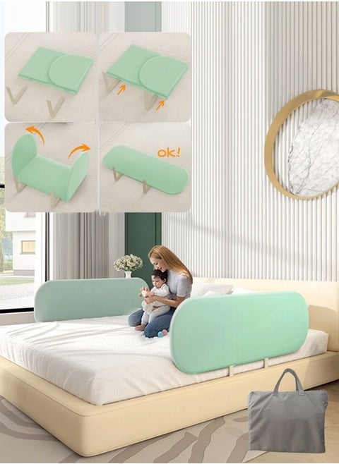1-Piece Toddler Bed Rails Guard Foldable Portable Crib Rail Guard Baby Bed Rail for Toddlers Elderly with Reinforced Anchor Safety for Cribs, Twin, Double, Full-Size Queen and King Bed
