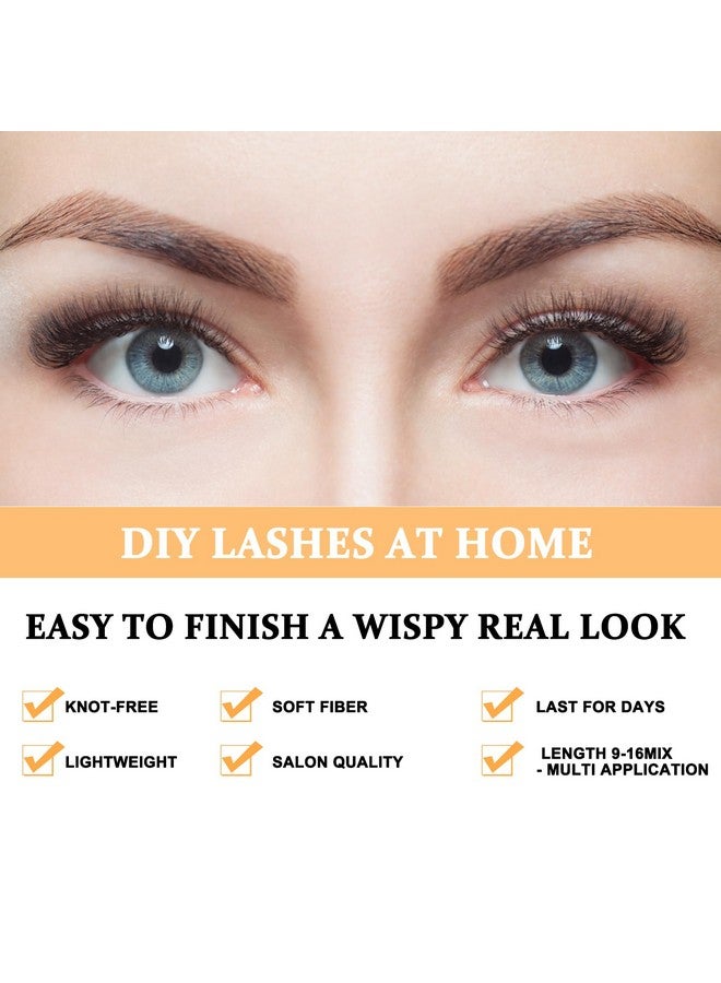 B&qaugen Lash Clusters 30D+40D-D-9-16Mix Lash 280 Clusters False Eyelash 9-16Mix Lash Clusters Extensions Diy Eyelash Extensions At Home (30D+40D,D-9-16Mix) - Image 2