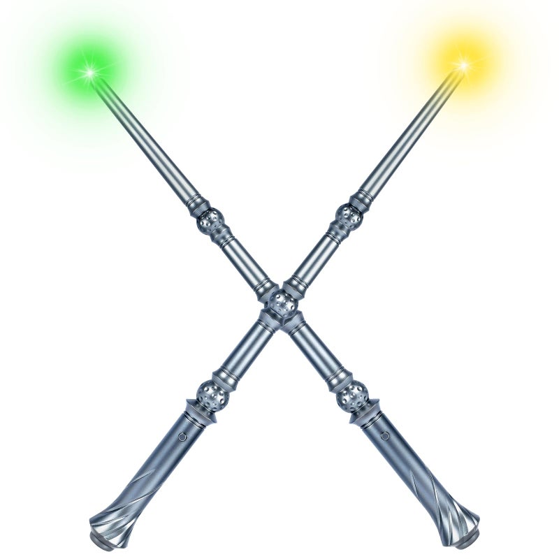 Maikoi Light Up Magic Wizard Wand with Sounds 4 Color Lights Illuminating Witch Toys for Kids Cosplay Party Birthday Gift Silver 2PCS - Image 3