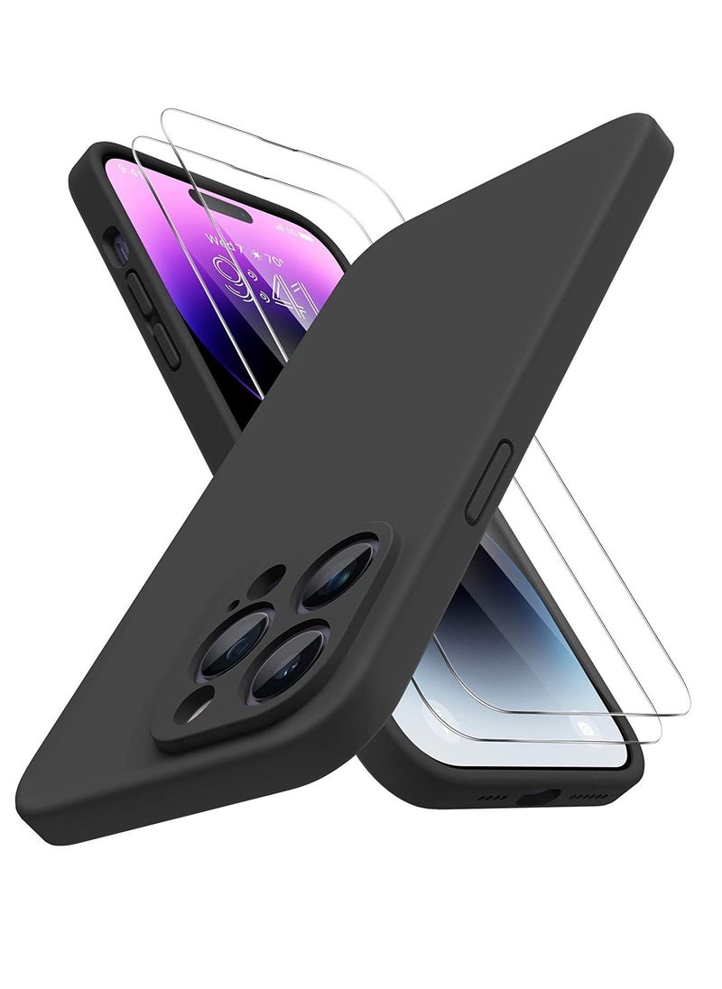 Raxoom iPhone 14 Pro Max Case, with 2 Pack Screen Protectors,[Upgraded Enhanced Camera Protection],Shockproof Liquid Silicone Case with Microfiber Lining,6.7 inch(Black) - Image 1